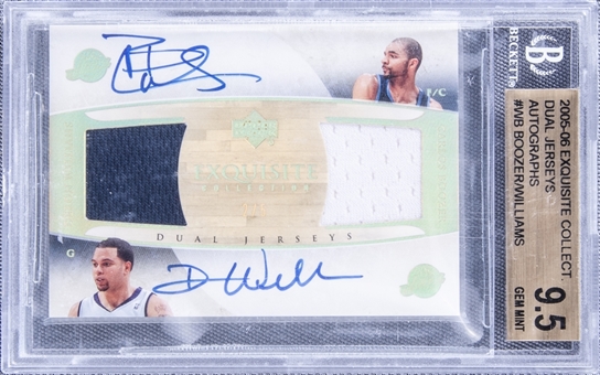 2005-06 UD "Exquisite Collection" Dual Jerseys Autographs #WB Carlos Boozer/Deron Williams Signed Game Used Patch Card (#2/5) - BGS GEM MINT 9.5/BGS 10